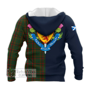 MacNaughton Hunting Tartan Knitted Hoodie Alba with Scottish Lion Royal Arm Half Style