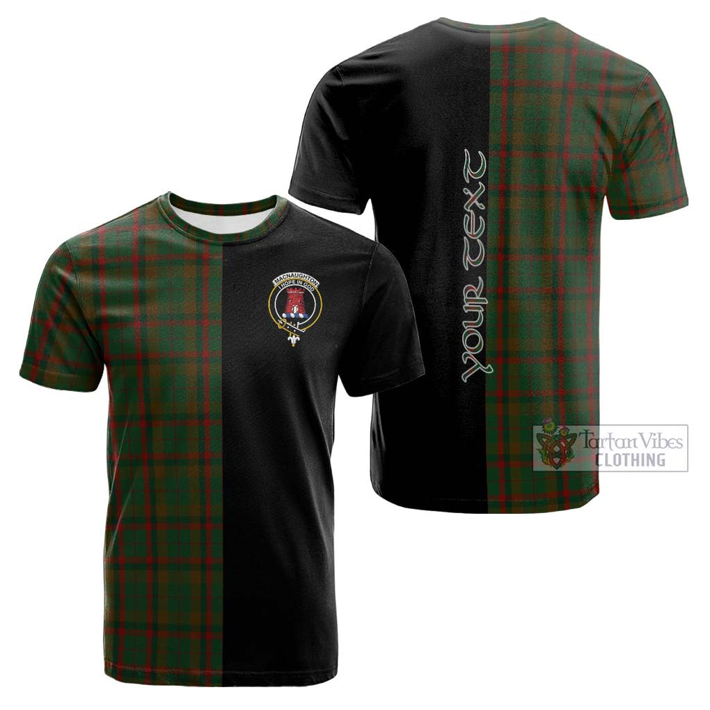 Tartan Vibes Clothing MacNaughton Hunting Tartan Cotton T-shirt with Family Crest and Half Of Me Style