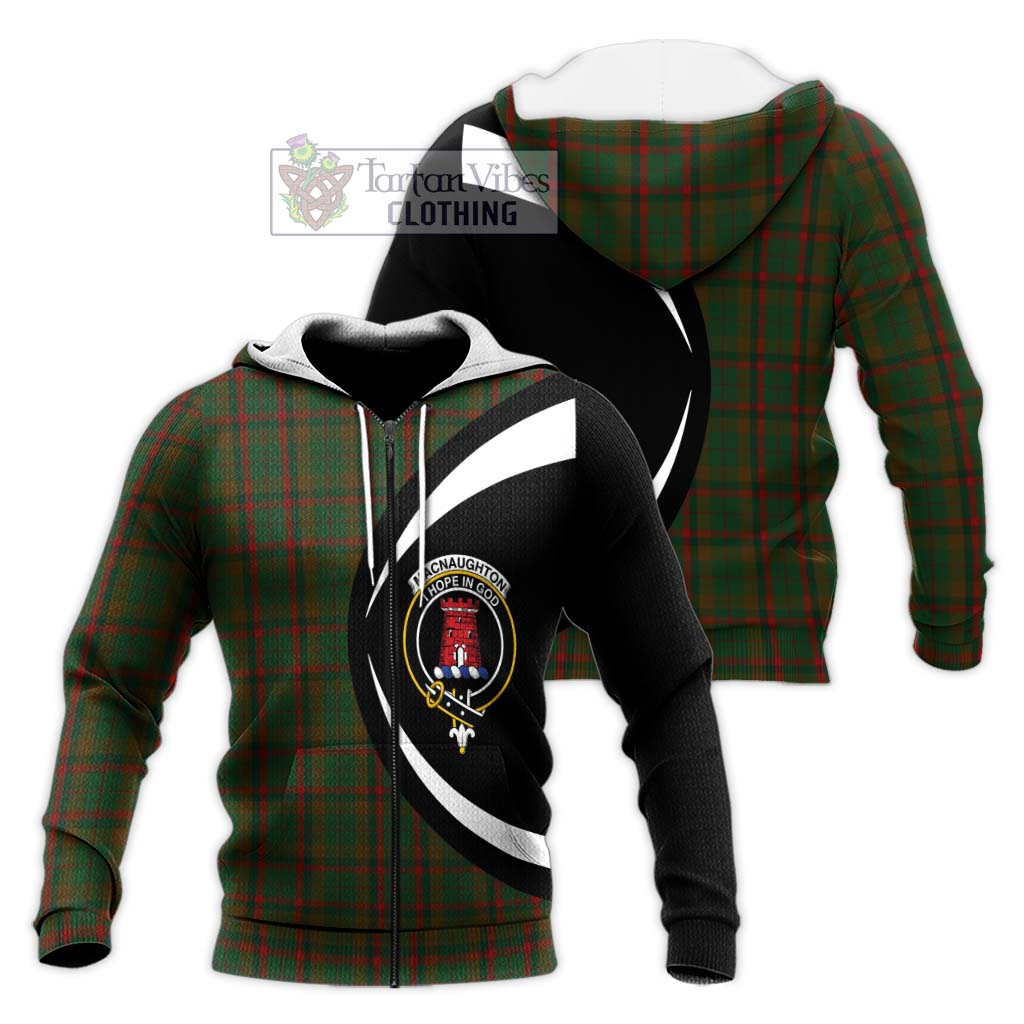 MacNaughton Hunting Tartan Knitted Hoodie with Family Crest Circle Style Unisex Knitted Zip Hoodie - Tartan Vibes Clothing