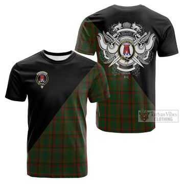 MacNaughton Hunting Tartan Cotton T-shirt with Family Crest and Military Logo Style