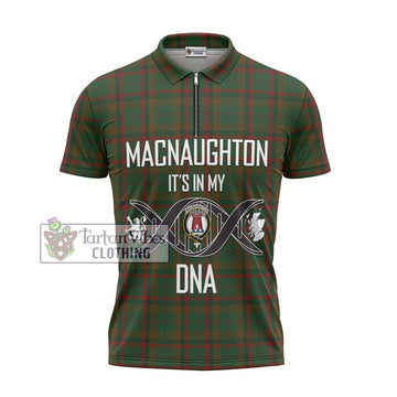 MacNaughton Hunting Tartan Zipper Polo Shirt with Family Crest DNA In Me Style