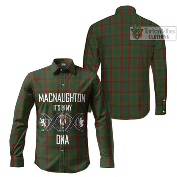 MacNaughton Hunting Tartan Long Sleeve Button Shirt with Family Crest DNA In Me Style