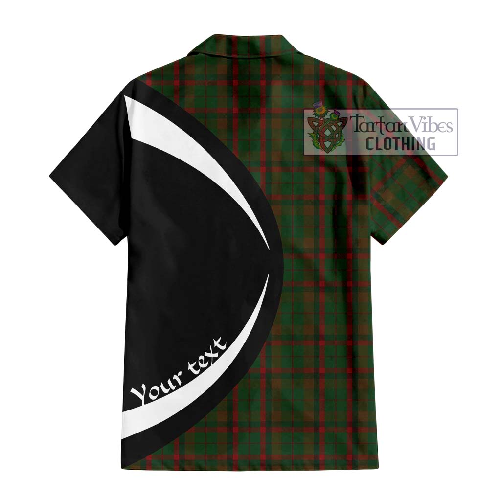 MacNaughton Hunting Tartan Short Sleeve Button Up with Family Crest Circle Style - Tartan Vibes Clothing