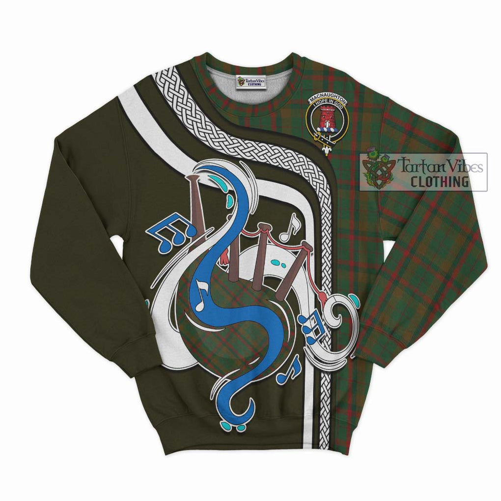 Tartan Vibes Clothing MacNaughton Hunting Tartan Sweatshirt with Epic Bagpipe Style