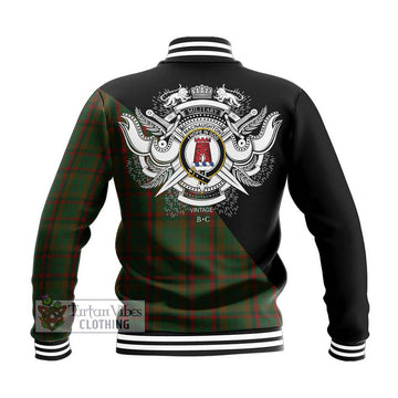 MacNaughton Hunting Tartan Baseball Jacket with Family Crest and Military Logo Style