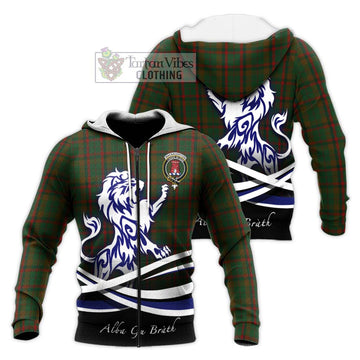 MacNaughton Hunting Tartan Knitted Hoodie with Alba Gu Brath Regal Lion Emblem