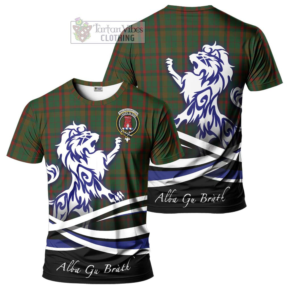 Tartan Vibes Clothing MacNaughton Hunting Tartan Cotton T-shirt with Alba Gu Brath Regal Lion Emblem