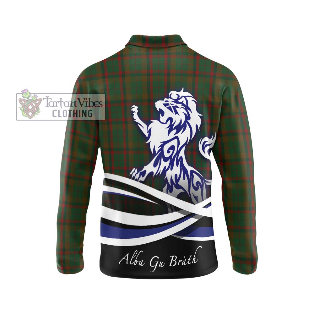 MacNaughton Hunting Tartan Long Sleeve Polo Shirt with Alba Gu Brath Regal Lion Emblem - Tartanvibesclothing Shop