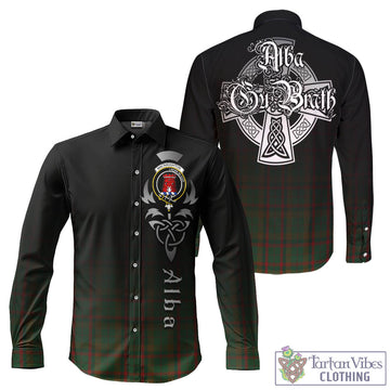 Macnaughton Hunting Tartan Long Sleeve Button Up Featuring Alba Gu Brath Family Crest Celtic Inspired