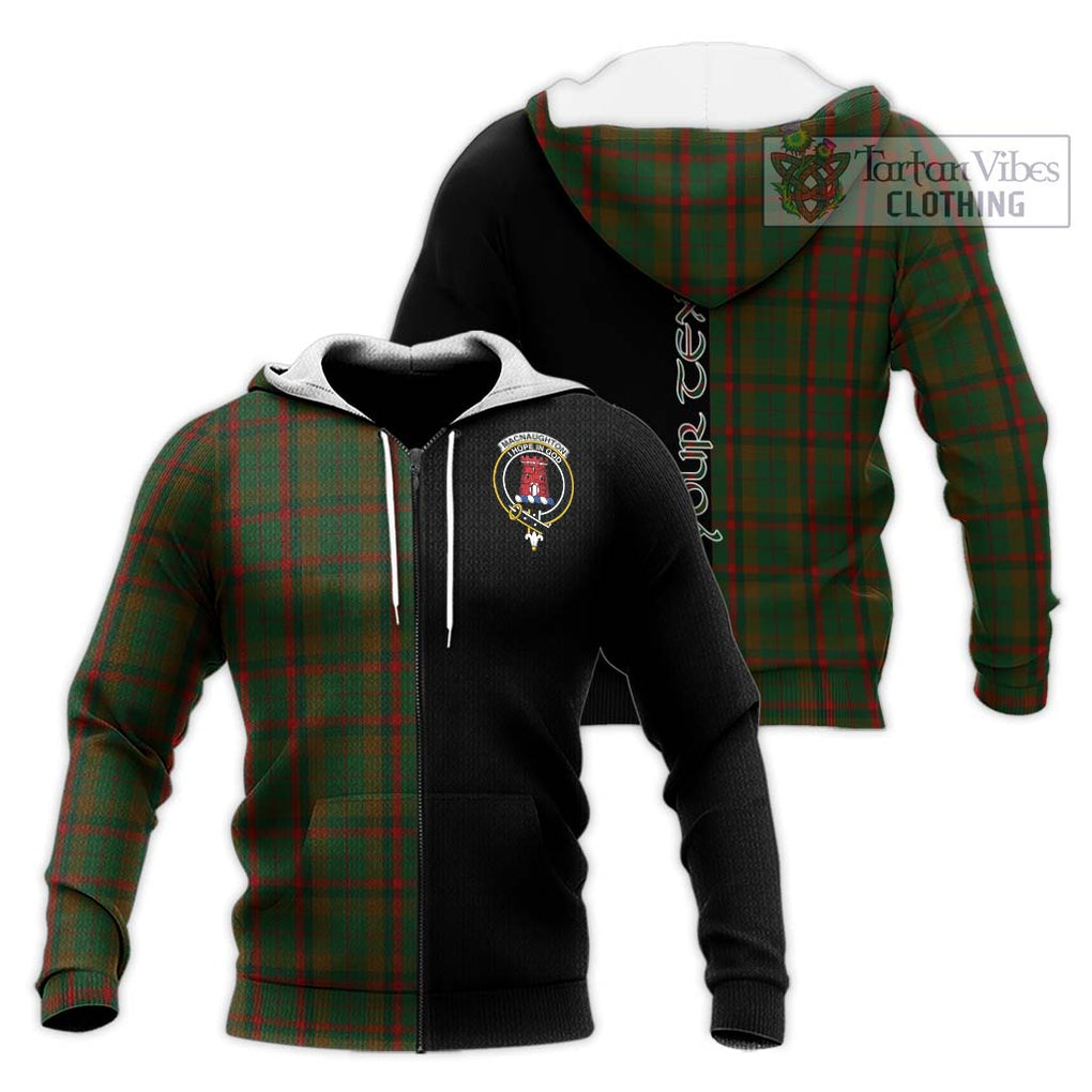 MacNaughton Hunting Tartan Knitted Hoodie with Family Crest and Half Of Me Style Unisex Knitted Zip Hoodie - Tartanvibesclothing Shop