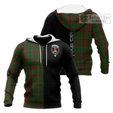 MacNaughton Hunting Tartan Knitted Hoodie with Family Crest and Half Of Me Style