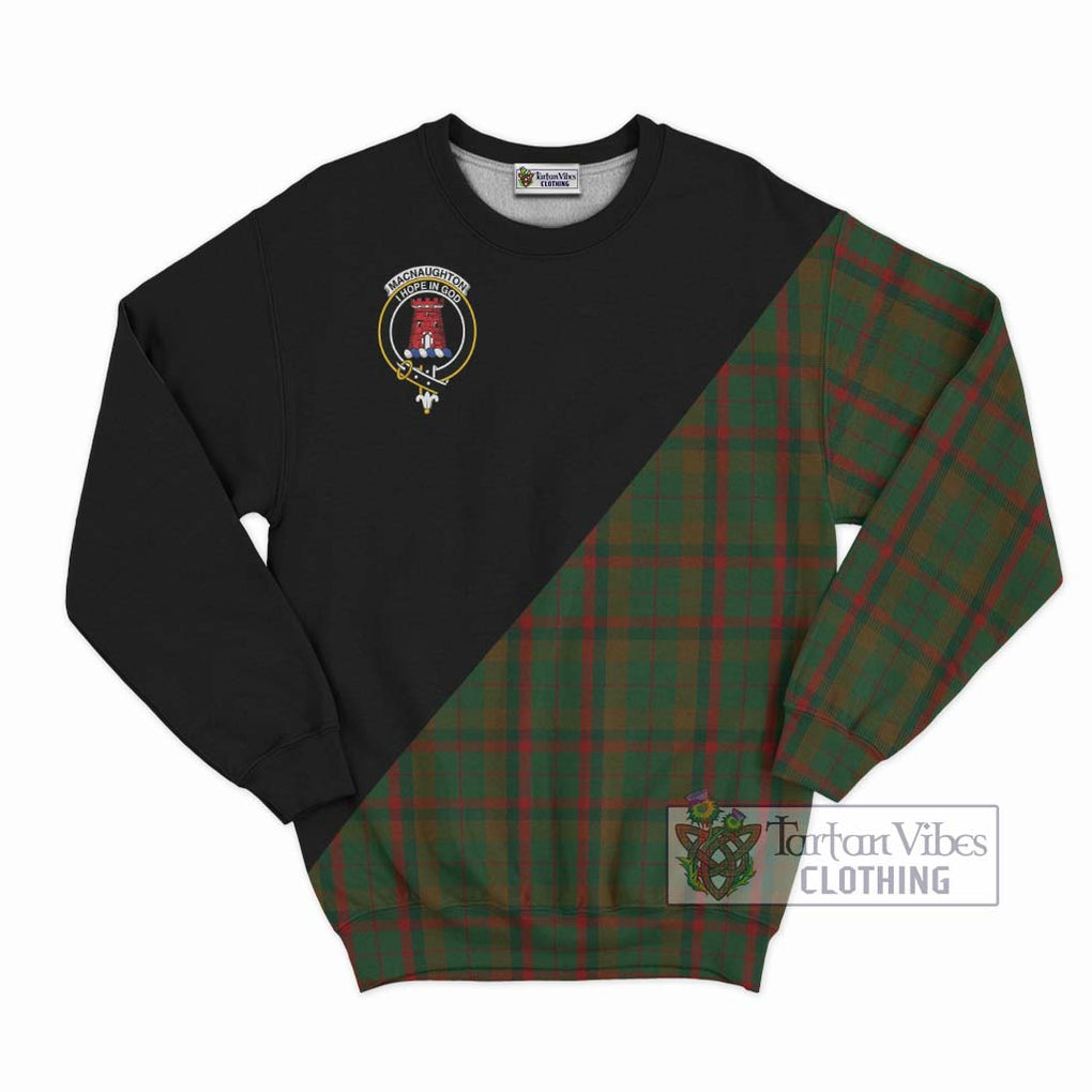 MacNaughton Hunting Tartan Sweatshirt with Family Crest and Military Logo Style - Tartanvibesclothing Shop