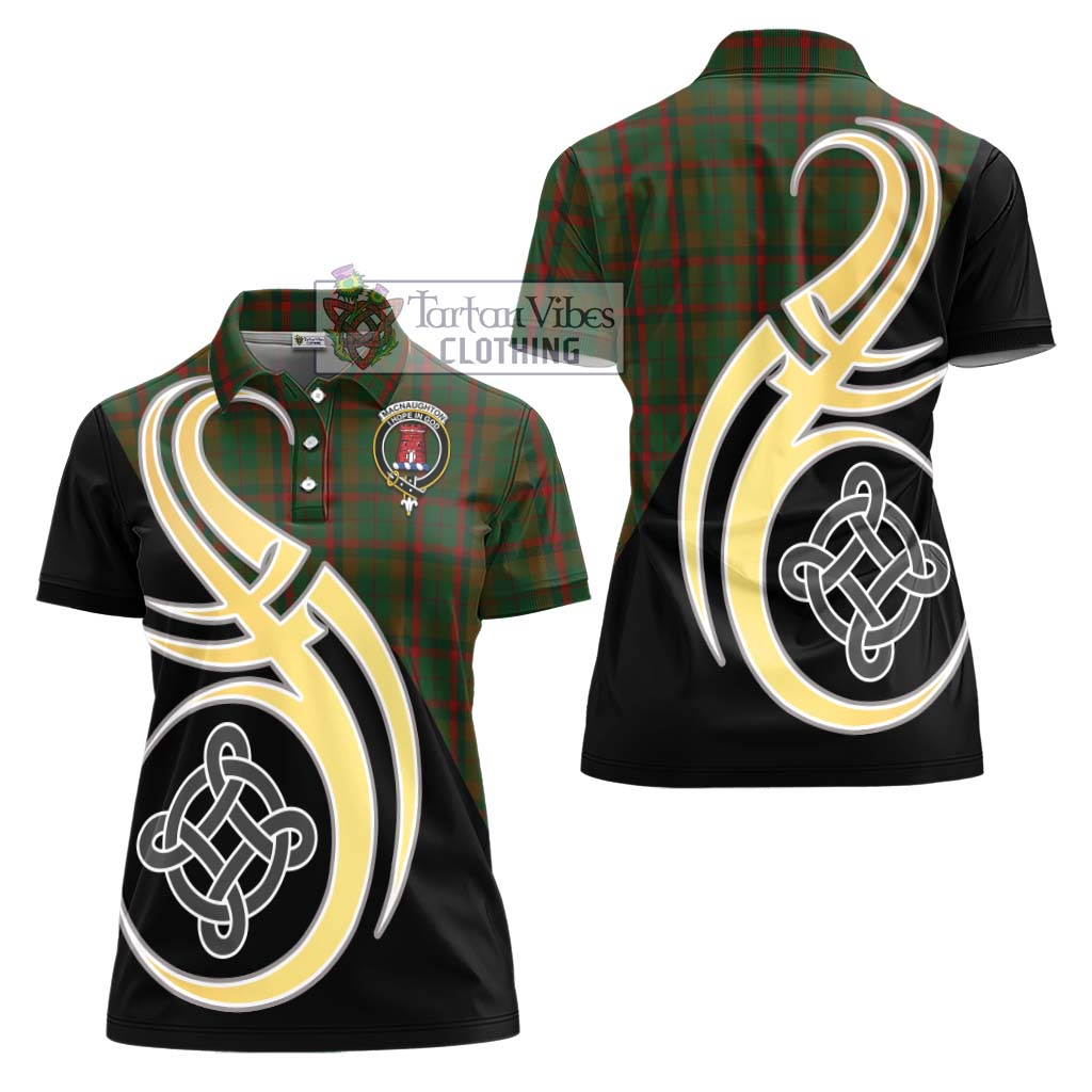 MacNaughton Hunting Tartan Women's Polo Shirt with Family Crest and Celtic Symbol Style - Tartan Vibes Clothing