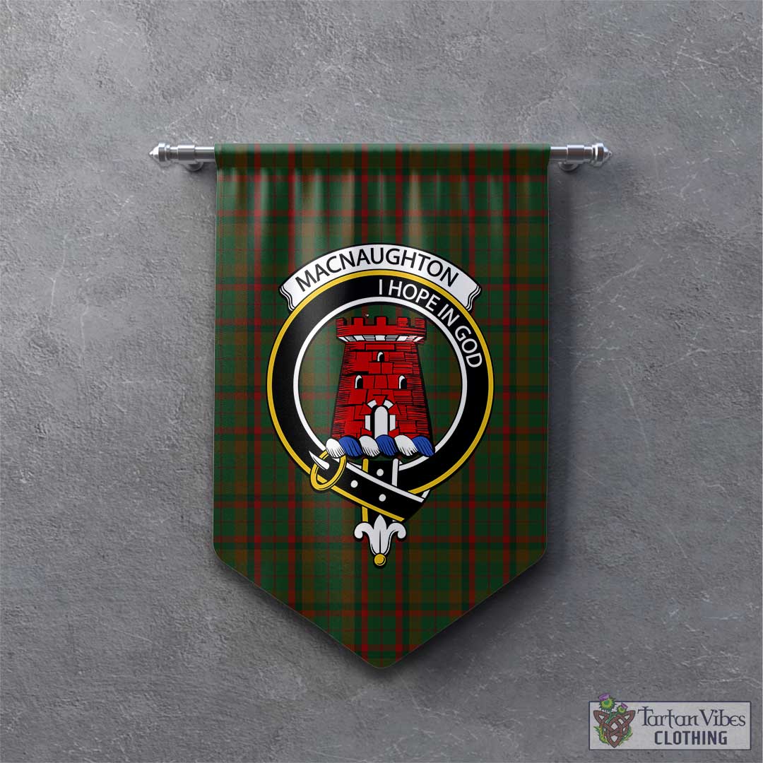 Tartan Vibes Clothing Macnaughton Hunting Tartan Gonfalon, Tartan Banner with Family Crest