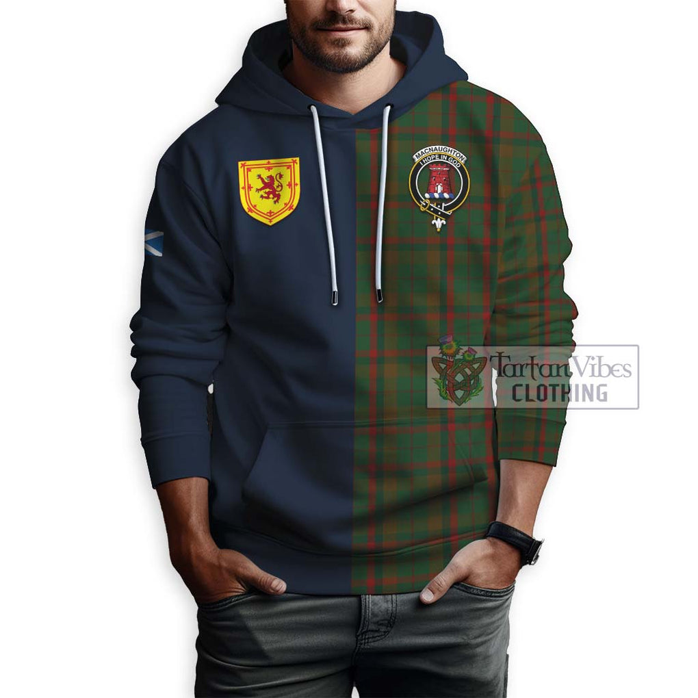 Tartan Vibes Clothing MacNaughton Hunting Tartan Hoodie with Scottish Lion Royal Arm Half Style