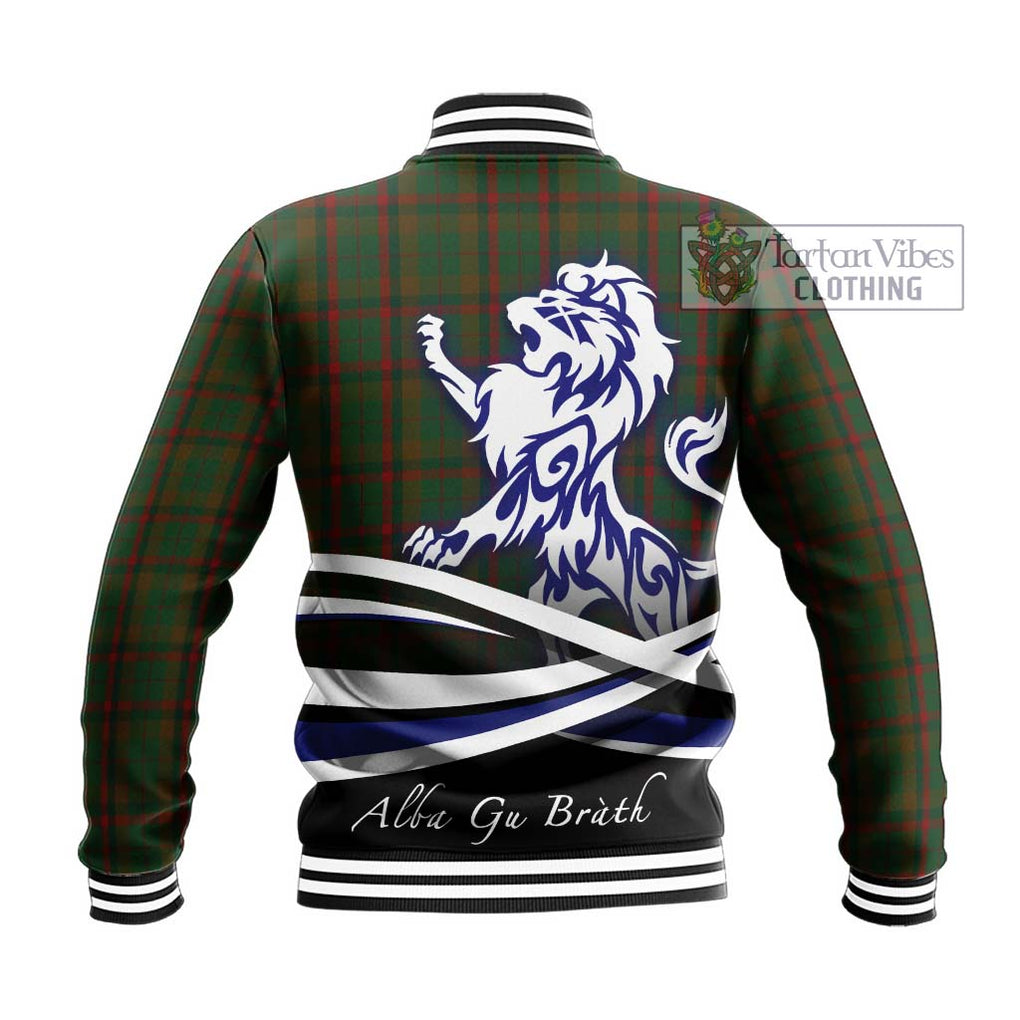 MacNaughton Hunting Tartan Baseball Jacket with Alba Gu Brath Regal Lion Emblem - Tartanvibesclothing Shop