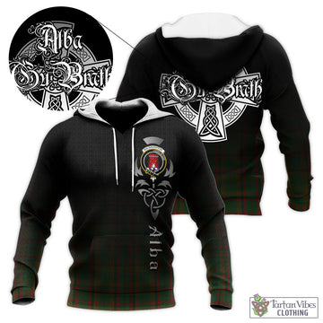 Macnaughton Hunting Tartan Knitted Hoodie Featuring Alba Gu Brath Family Crest Celtic Inspired