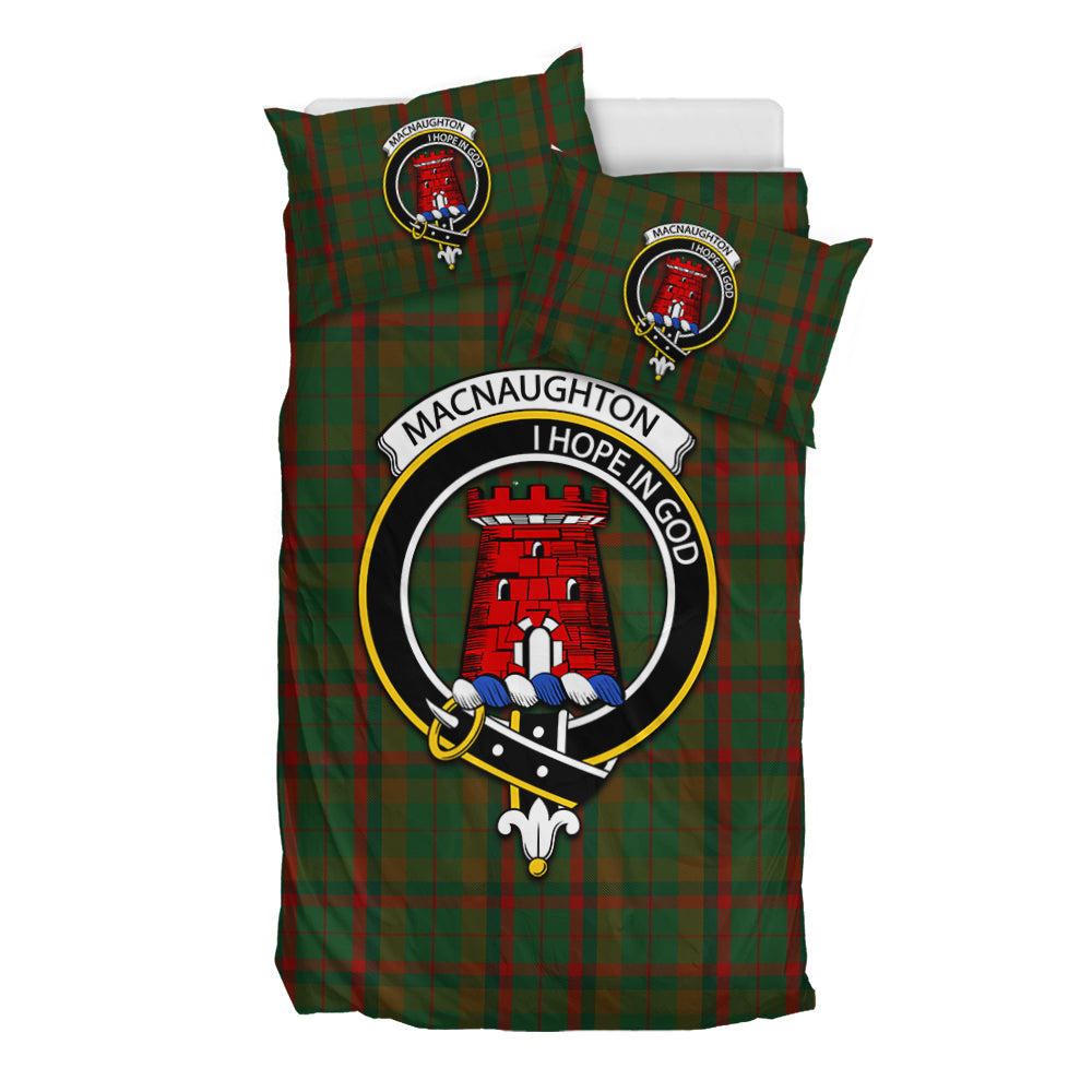 Macnaughton Hunting Tartan Bedding Set with Family Crest - Tartan Vibes Clothing