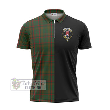 MacNaughton Hunting Tartan Zipper Polo Shirt with Family Crest and Half Of Me Style