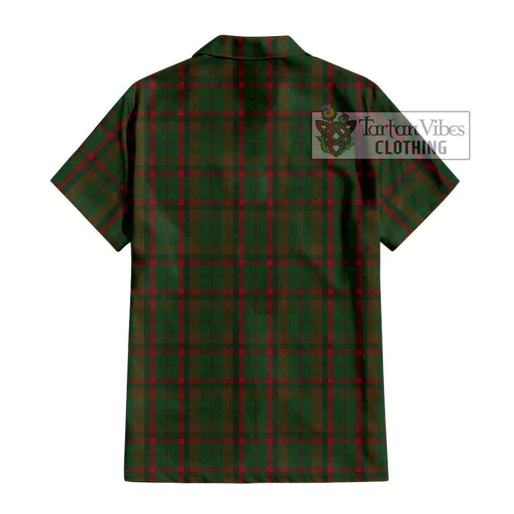 MacNaughton Hunting Tartan Short Sleeve Button Shirt with Family Crest DNA In Me Style - Tartanvibesclothing Shop