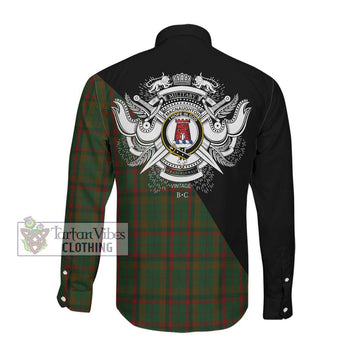 MacNaughton Hunting Tartan Long Sleeve Button Shirt with Family Crest and Military Logo Style