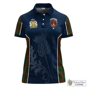 Macnaughton Hunting Tartan Women's Polo Shirt with Family Crest and Scottish Thistle Vibes Sport Style