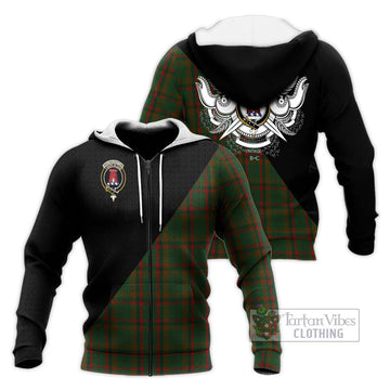 MacNaughton Hunting Tartan Knitted Hoodie with Family Crest and Military Logo Style