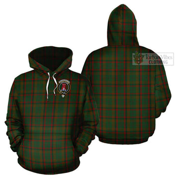 MacNaughton Hunting Tartan Cotton Hoodie with Family Crest