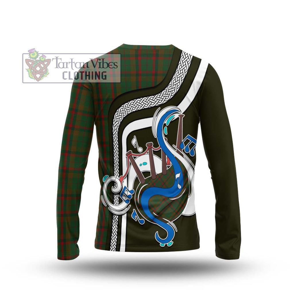 Tartan Vibes Clothing MacNaughton Hunting Tartan Long Sleeve T-Shirt with Epic Bagpipe Style