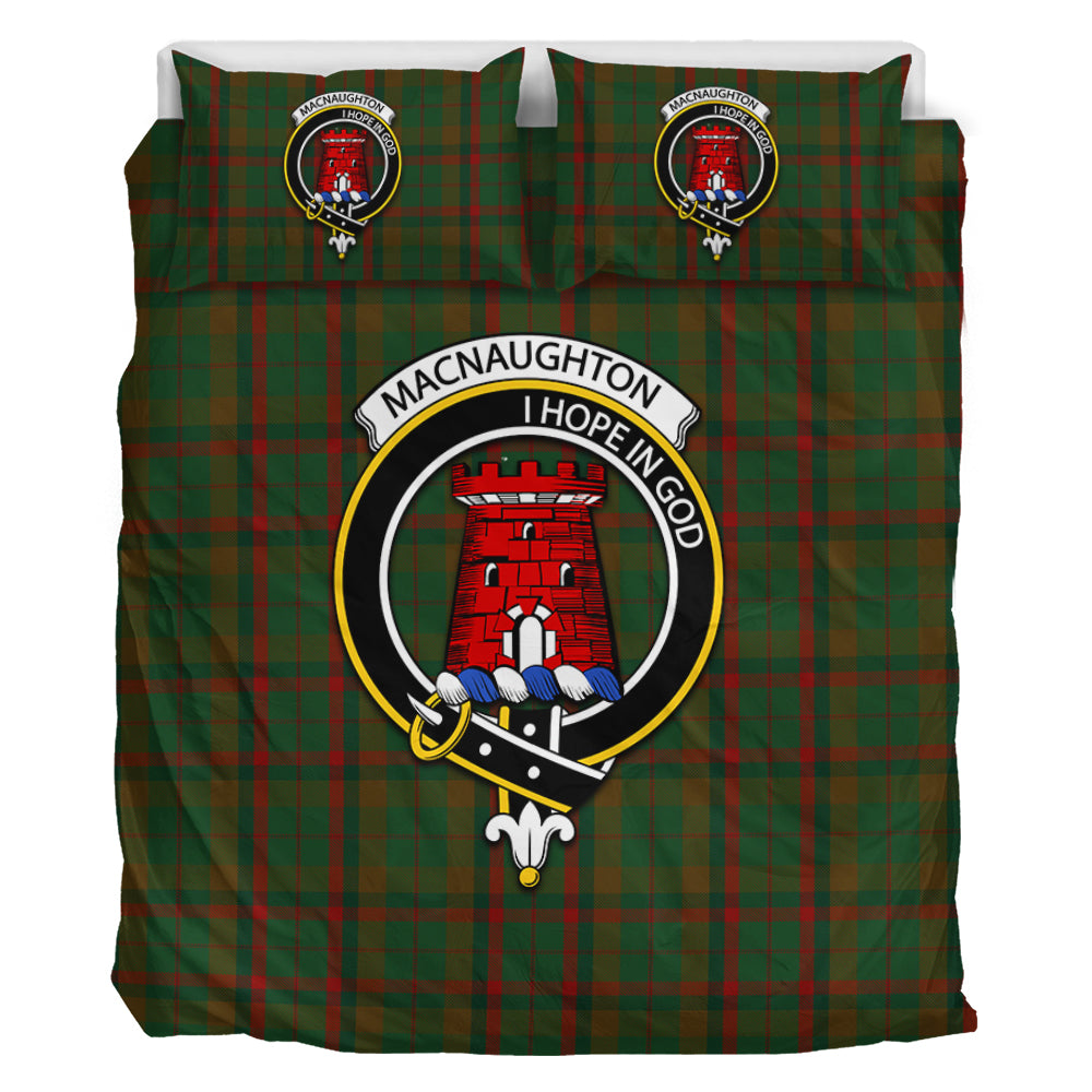 Macnaughton Hunting Tartan Bedding Set with Family Crest - Tartan Vibes Clothing