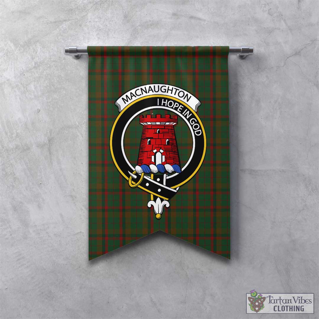 Tartan Vibes Clothing Macnaughton Hunting Tartan Gonfalon, Tartan Banner with Family Crest