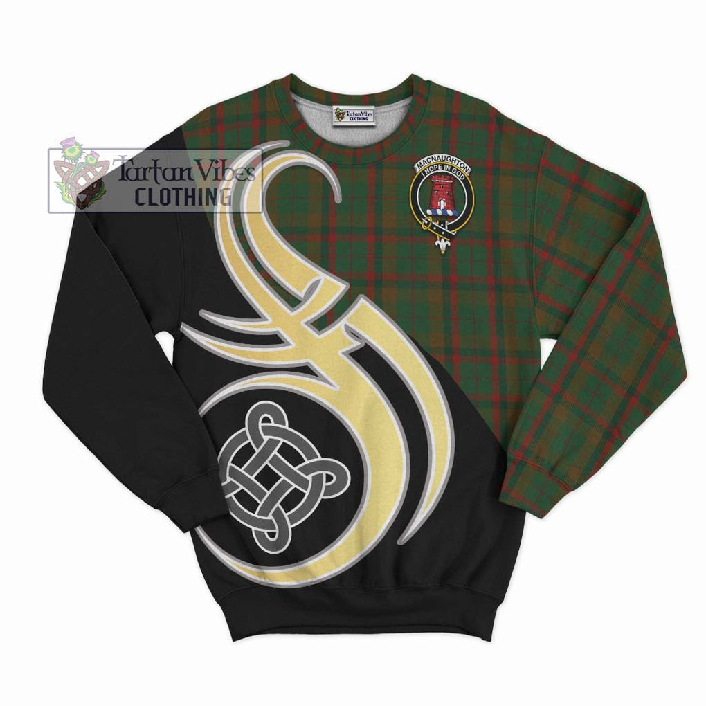 MacNaughton Hunting Tartan Sweatshirt with Family Crest and Celtic Symbol Style - Tartan Vibes Clothing