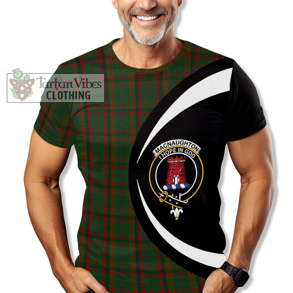 Tartan Vibes Clothing MacNaughton Hunting Tartan T-Shirt with Family Crest Circle Style