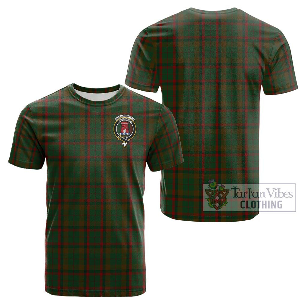 MacNaughton Hunting Tartan Cotton T-Shirt with Family Crest Kid's Shirt - Tartanvibesclothing Shop