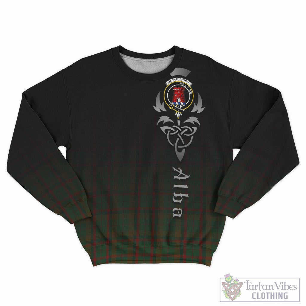 Tartan Vibes Clothing Macnaughton Hunting Tartan Sweatshirt Featuring Alba Gu Brath Family Crest Celtic Inspired