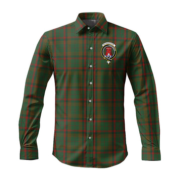 Macnaughton Hunting Tartan Long Sleeve Button Up Shirt with Family Crest