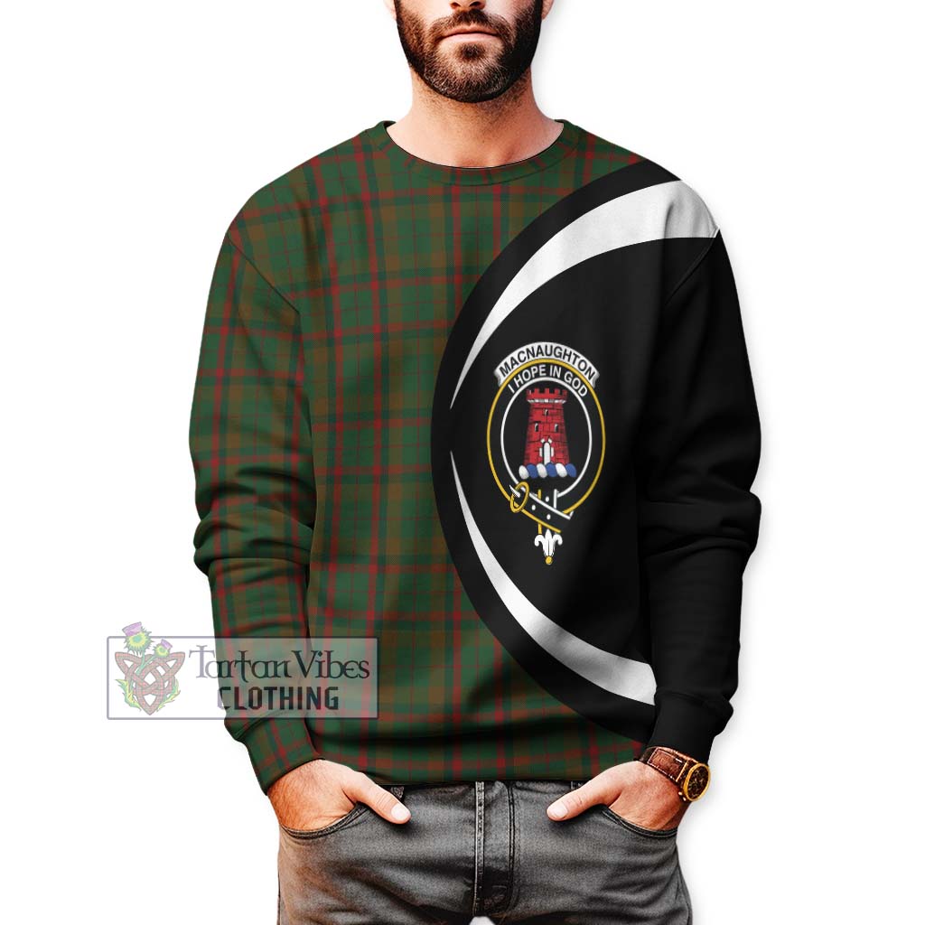 MacNaughton Hunting Tartan Sweatshirt with Family Crest Circle Style - Tartan Vibes Clothing