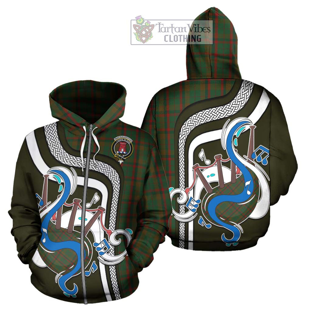 MacNaughton Hunting Tartan Hoodie with Epic Bagpipe Style - Tartanvibesclothing Shop