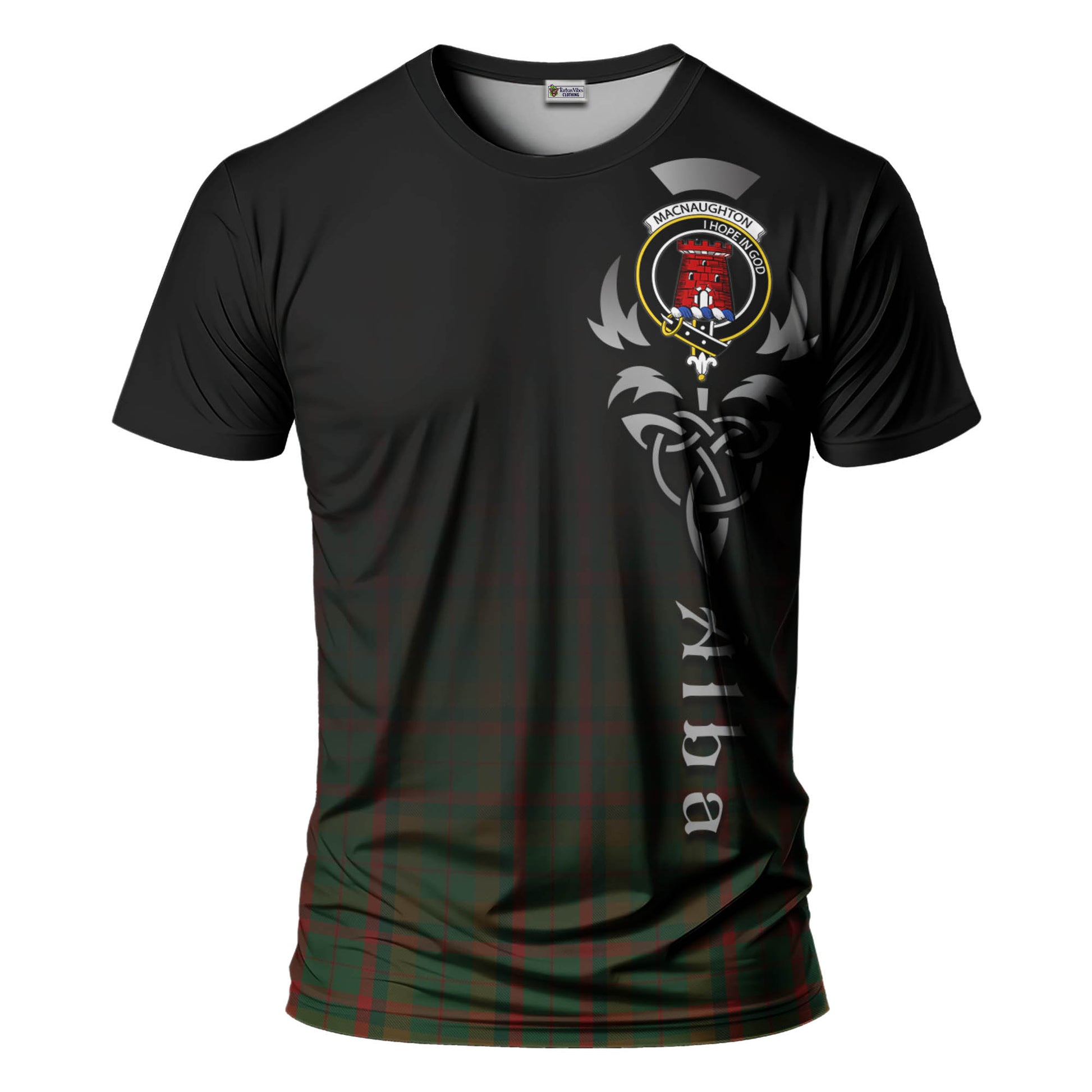 Tartan Vibes Clothing Macnaughton Hunting Tartan T-Shirt Featuring Alba Gu Brath Family Crest Celtic Inspired