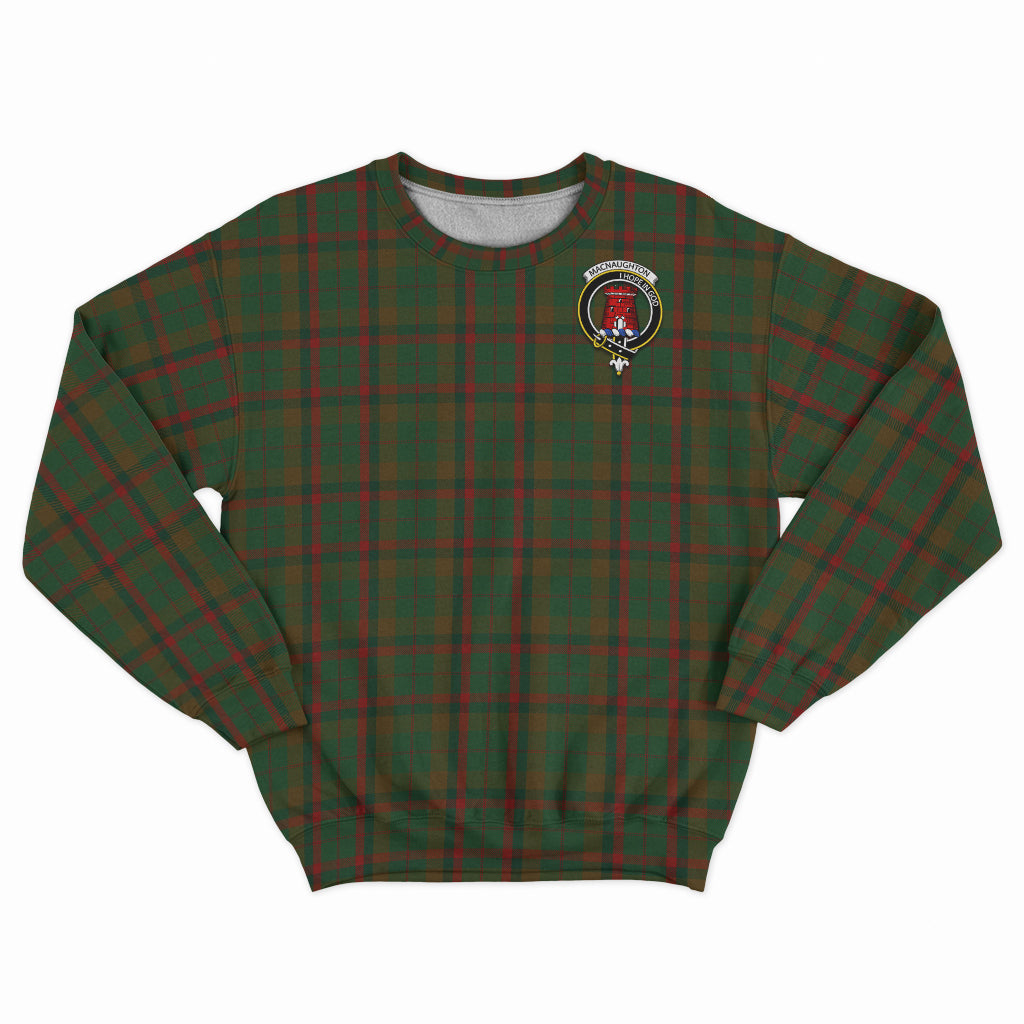 Macnaughton Hunting Tartan Sweatshirt with Family Crest - Tartan Vibes Clothing