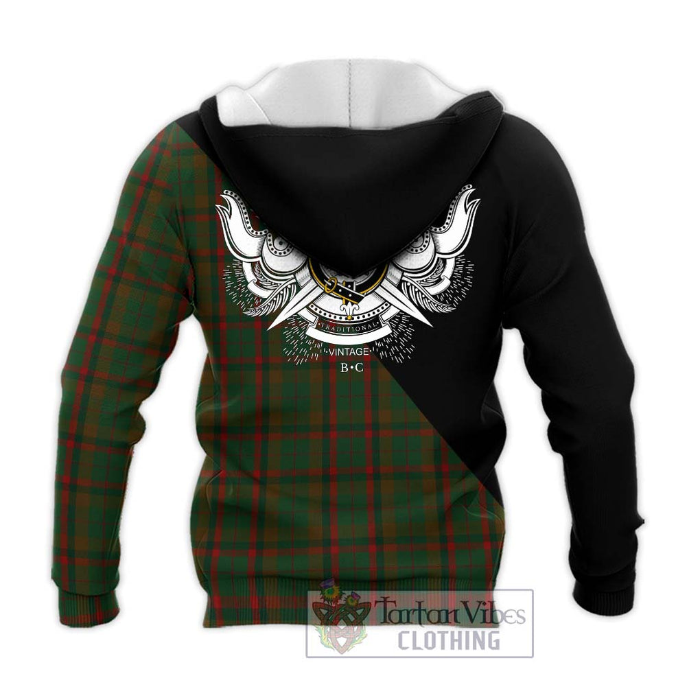 MacNaughton Hunting Tartan Knitted Hoodie with Family Crest and Military Logo Style - Tartanvibesclothing Shop