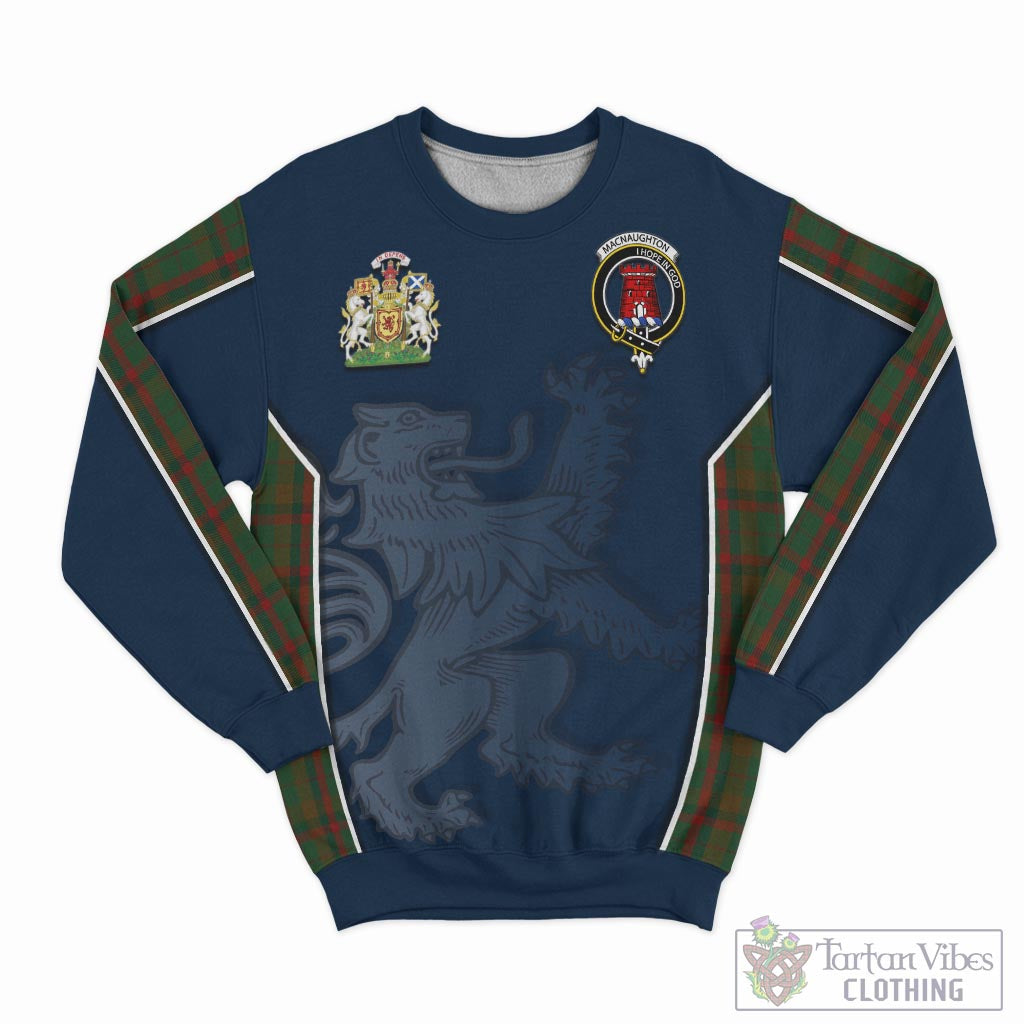 Tartan Vibes Clothing Macnaughton Hunting Tartan Sweater with Family Crest and Lion Rampant Vibes Sport Style