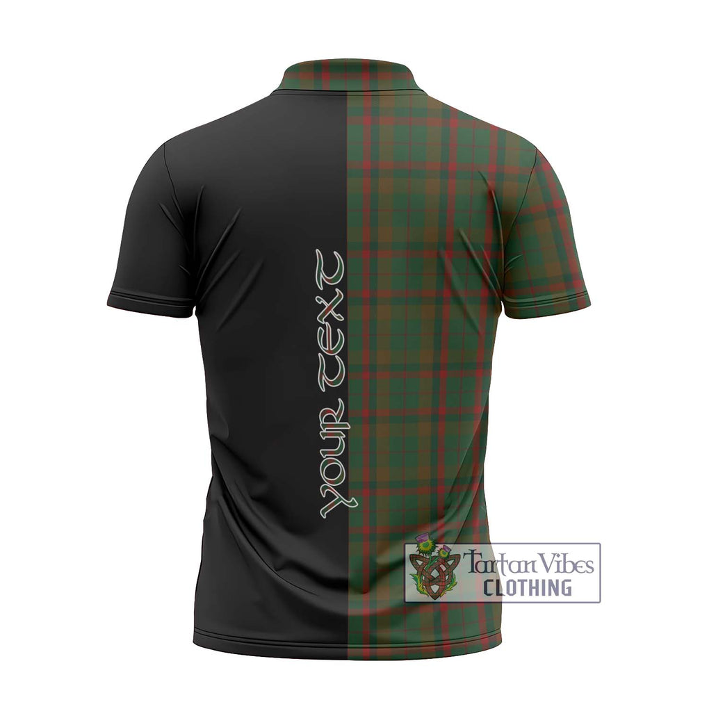 MacNaughton Hunting Tartan Zipper Polo Shirt with Family Crest and Half Of Me Style - Tartanvibesclothing Shop