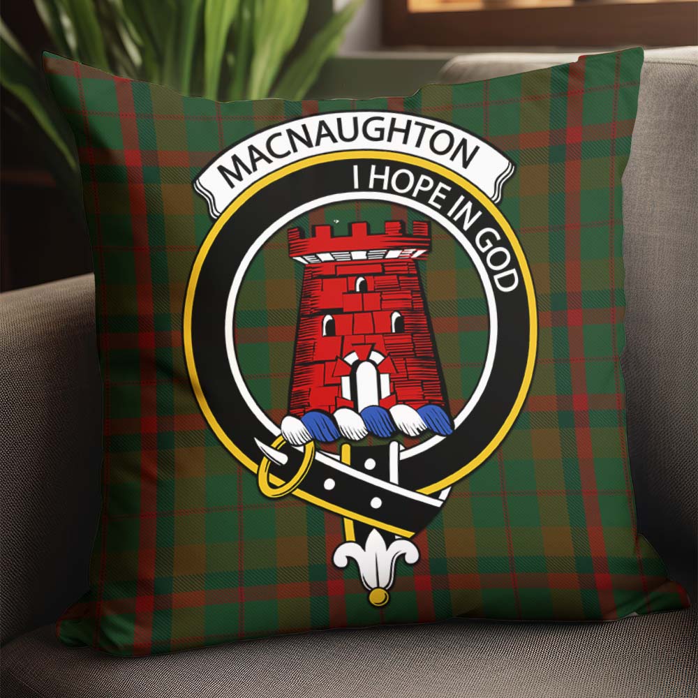 Macnaughton Hunting Tartan Pillow Cover with Family Crest - Tartanvibesclothing