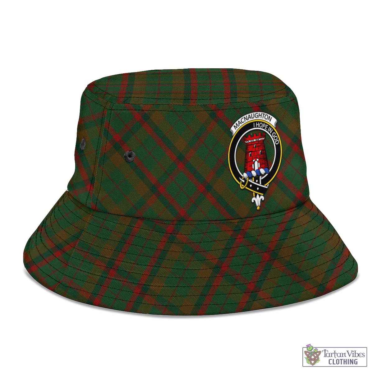 Tartan Vibes Clothing Macnaughton Hunting Tartan Bucket Hat with Family Crest