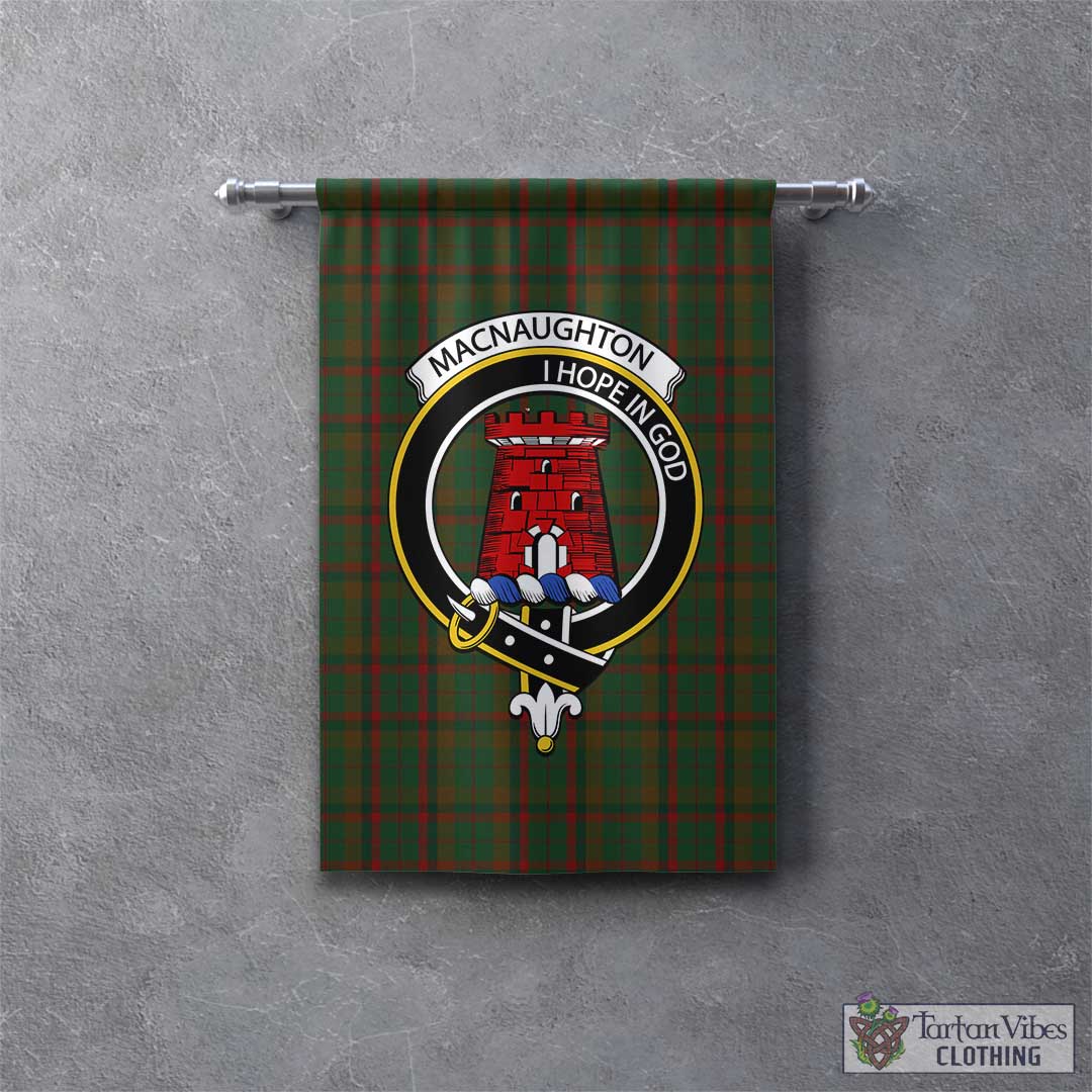 Tartan Vibes Clothing Macnaughton Hunting Tartan Gonfalon, Tartan Banner with Family Crest