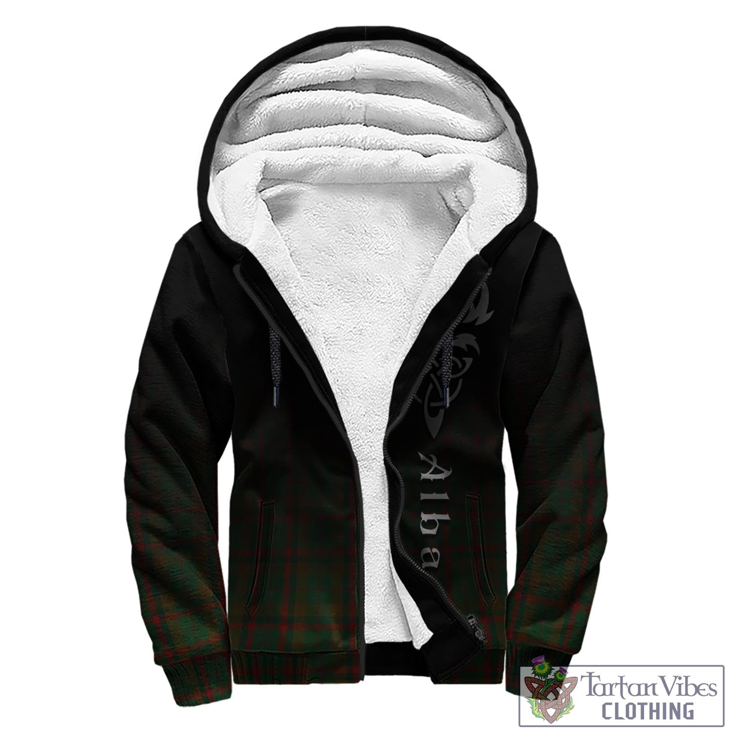 Tartan Vibes Clothing Macnaughton Hunting Tartan Sherpa Hoodie Featuring Alba Gu Brath Family Crest Celtic Inspired