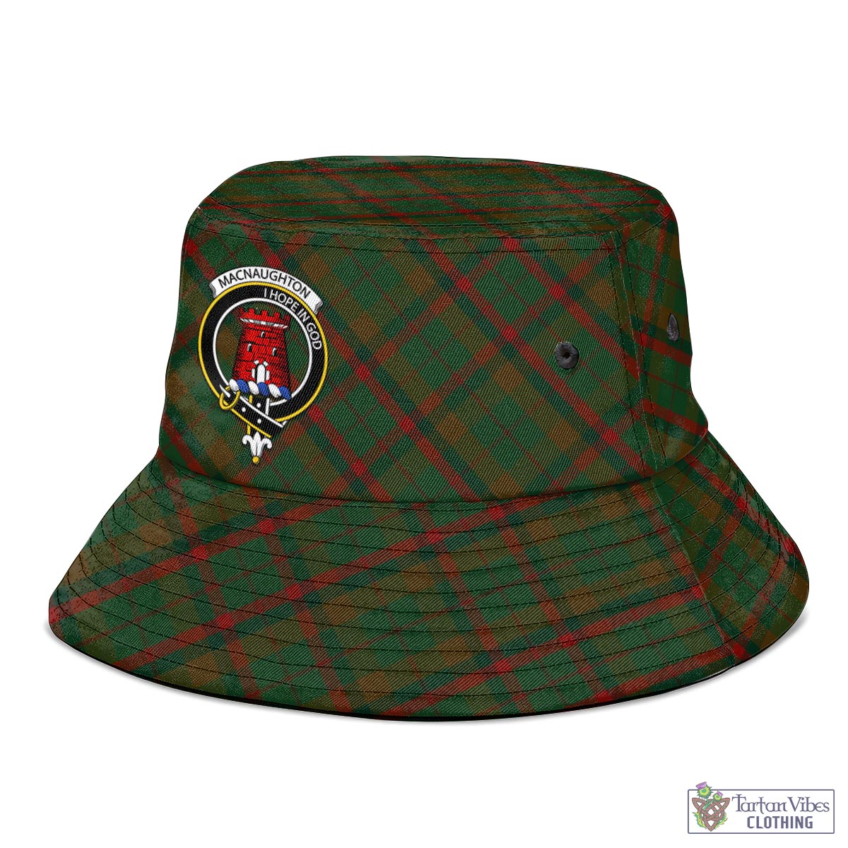 Tartan Vibes Clothing Macnaughton Hunting Tartan Bucket Hat with Family Crest