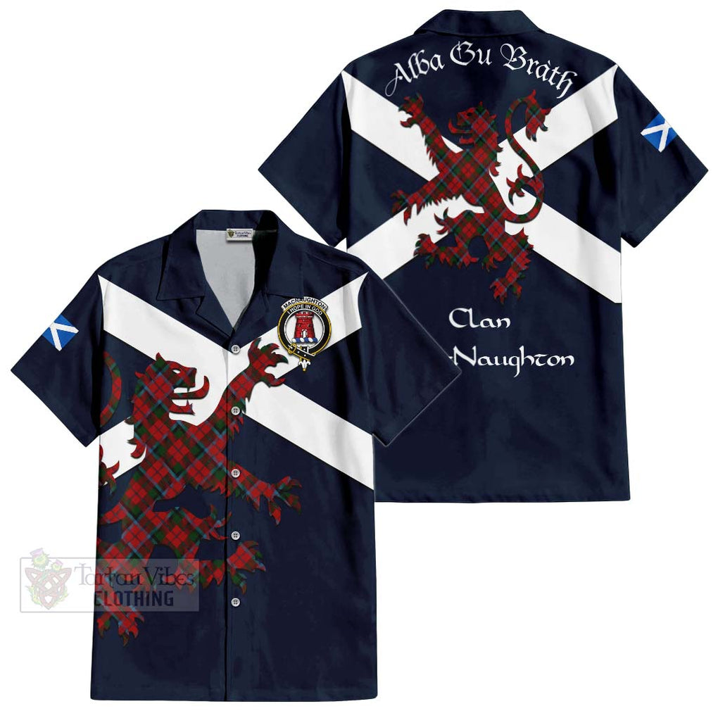 Tartan Vibes Clothing MacNaughton (McNaughton) Tartan Lion Rampant Short Sleeve Button Shirt – Proudly Display Your Heritage with Alba Gu Brath and Clan Name