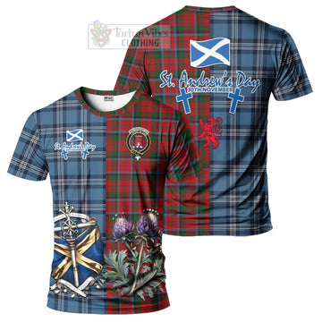 MacNaughton (McNaughton) Tartan T-Shirt Happy St. Andrew's Day Half Tartan Style